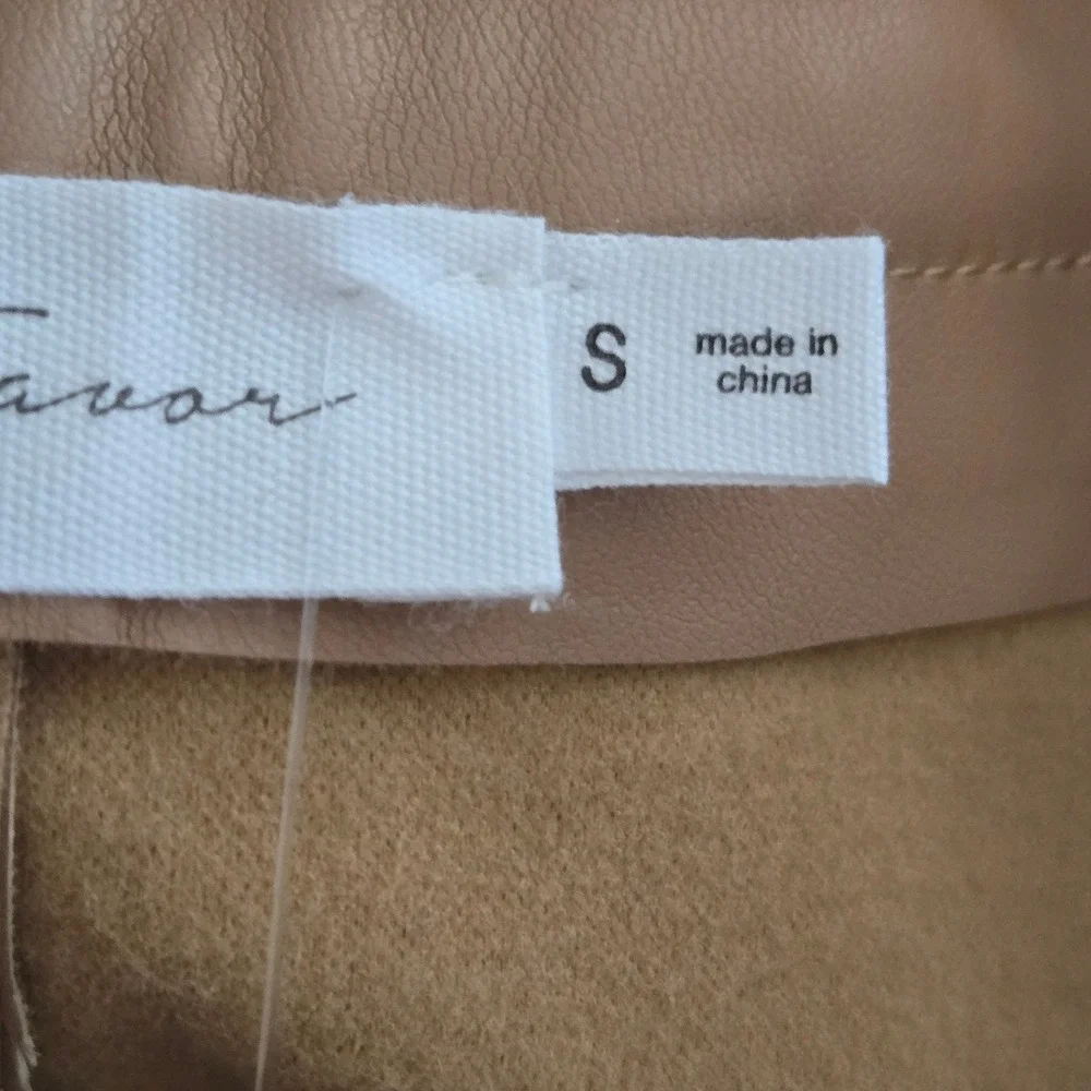 All in Favor Faux Leather Mini Skirt Womens S‎ Color Block Tan Cocoa Patchwork
